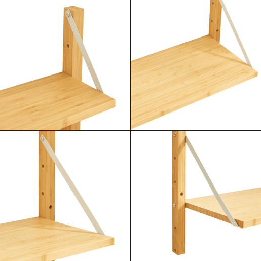 Estante de parede Tingvoll com 2 prateleiras 85x65x25cm - Bambu en.casa