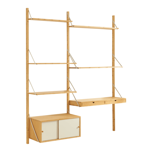 Estante de parede Tingvoll com elementos reguláveis 176x147x34cm - Bambu en.casa