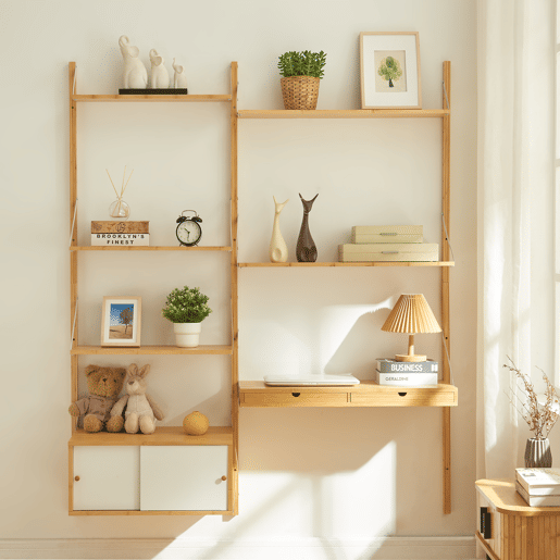 Estante de parede Tingvoll com elementos reguláveis 176x147x34cm - Bambu en.casa