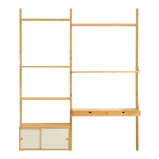 Estante de parede Tingvoll com elementos reguláveis 176x147x34cm - Bambu en.casa