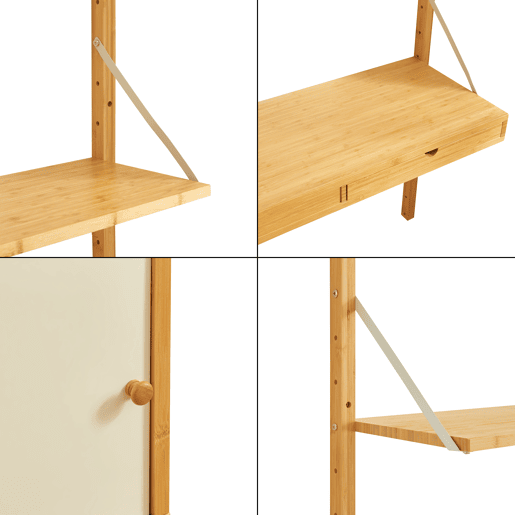 Estante de parede Tingvoll com elementos reguláveis 176x147x34cm - Bambu en.casa
