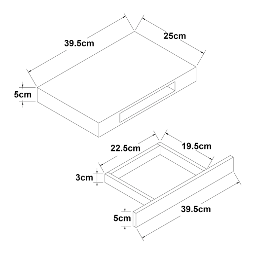 Estante de parede Hyvinkää com gaveta até 5 kg MDF 40 x 25 x 5 cm - Branco en.casa