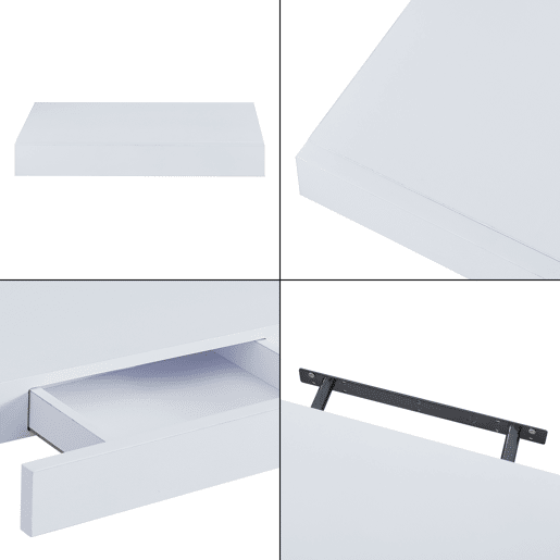 Estante de parede Hyvinkää com gaveta até 5 kg MDF 40 x 25 x 5 cm - Branco en.casa
