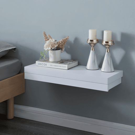 Estante de parede Karkkila com gaveta até 5 kg MDF 60 x 24 x 8 cm - Branco en.casa
