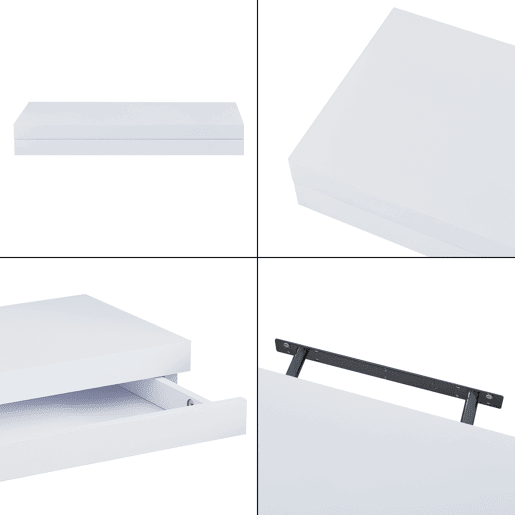 Estante de parede Karkkila com gaveta até 5 kg MDF 60 x 24 x 8 cm - Branco en.casa