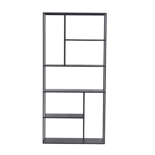 Estante de chão Vehmaa com 7 compartimentos abertos em aço de design industrial 188 x 90 x 30 cm - Preto en.casa