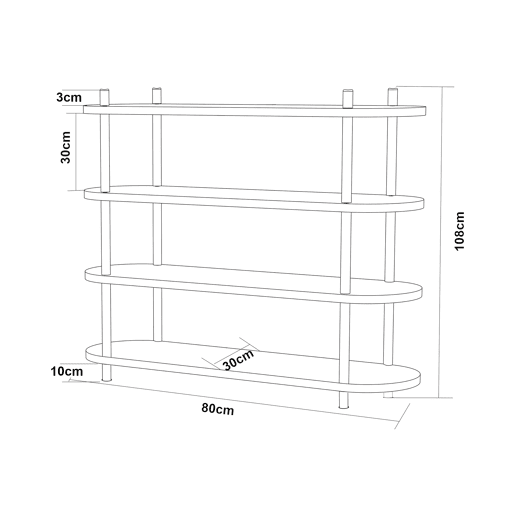 Estante Øvre com 4 prateleiras metálicas 108x80x30cm - Branco en.casa