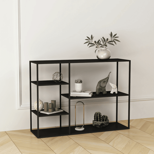 Estante de metal Isojoki de chão de 5 níveis 120x35x88cm - Preto en.casa