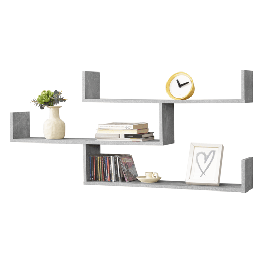 Estante de parede Grimstad 3 níveis até 14 kg - aglomerado 119 x 18 x 55 cm - efeito betão en.casa