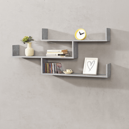 Estante de parede Grimstad 3 níveis até 14 kg - aglomerado 119 x 18 x 55 cm - efeito betão en.casa