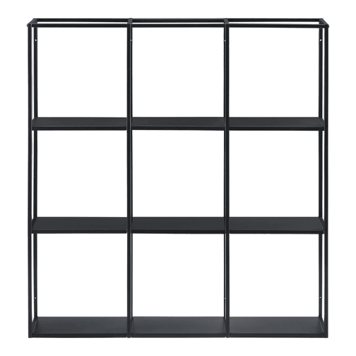 Estante de parede Jelsa com 9 compartimentos abertos Estante de ferro 100 x 18 x 110 cm Preto en.casa Estante de parede Jelsa com 9 compartimentos abertos Estante de ferro 100 x 18 x 110 cm Preto en.casa