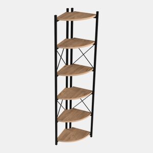 Estante para plantas Ulfborg com 6 prateleiras de metalaglomerado 160x30x30 cm - Efeito madeira preta en.casa
