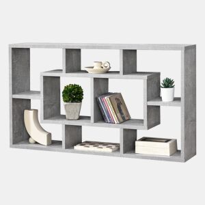 Estante de parede Saputit - com 8 compartimentos - aglomerado 85 x 16 x 48 cm efeito betão en.casa