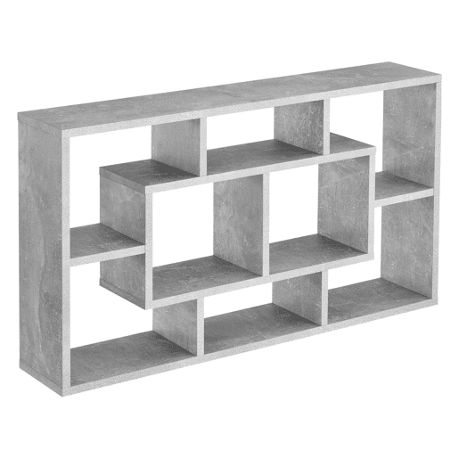 Estante de parede Saputit - com 8 compartimentos - aglomerado 85 x 16 x 48 cm efeito betão en.casa Estante de parede Saputit - com 8 compartimentos - aglomerado 85 x 16 x 48 cm efeito betão en.casa