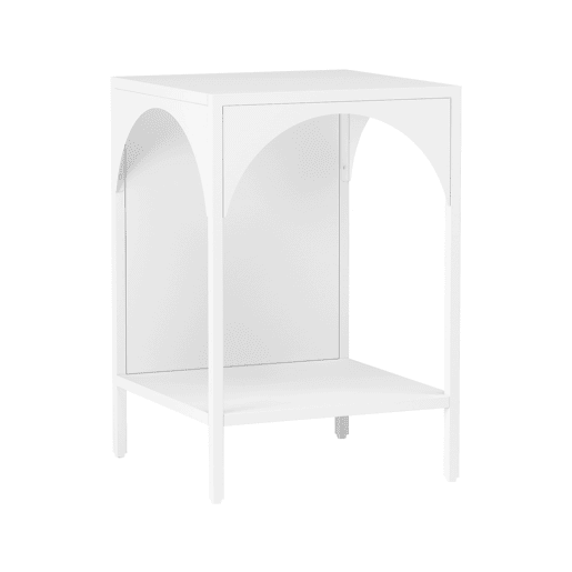 Estante de chão Akaa design arqueado 2 níveis em aço 52 x 35 x 35 cm - Branco en.casa