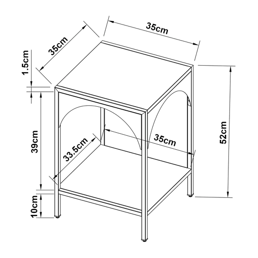 Estante de chão Akaa design arqueado 2 níveis em aço 52 x 35 x 35 cm - Branco en.casa