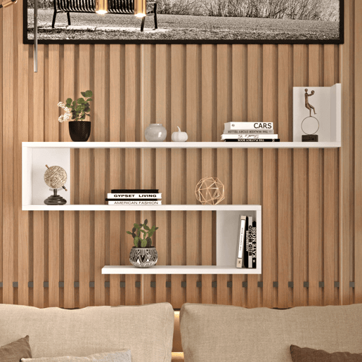 Estante de parede Kitee 3 prateleiras Aglomerado 120 x 15 x 72 cm - Branco en.casa