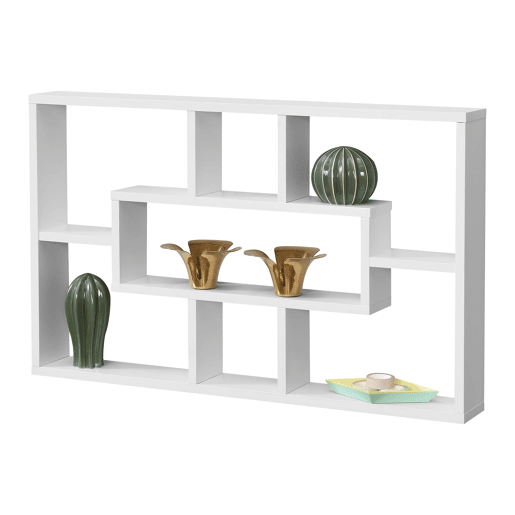 Estante de parede Qinngua com 7 compartimentos - Aglomerado 77 x 10 x 48 cm Branco lacado mate en.casa