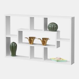 Estante de parede Qinngua com 7 compartimentos - Aglomerado 77 x 10 x 48 cm Branco lacado mate en.casa