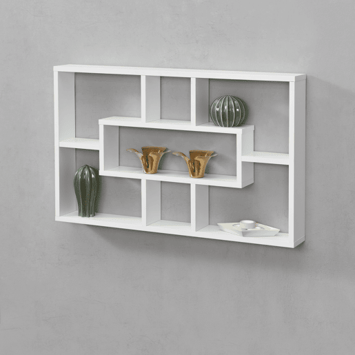 Estante de parede Qinngua com 7 compartimentos - Aglomerado 77 x 10 x 48 cm Branco lacado mate en.casa