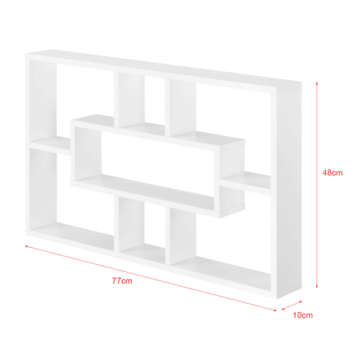Estante de parede Qinngua com 7 compartimentos - Aglomerado 77 x 10 x 48 cm Branco lacado mate en.casa