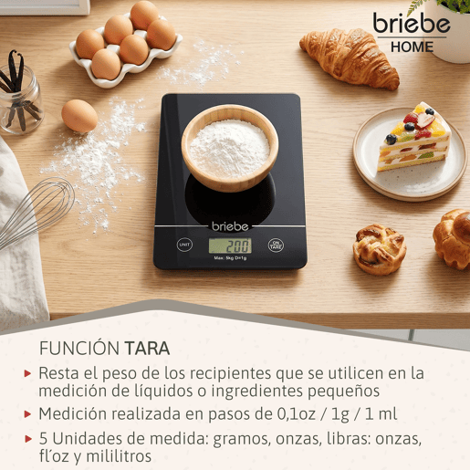 Briebe KM1164B Batedeira Planetária com Taça Profissional, 5L, 6 Velocidades,Tela tátil LED + Balança de Cozinha, 1800, Preto