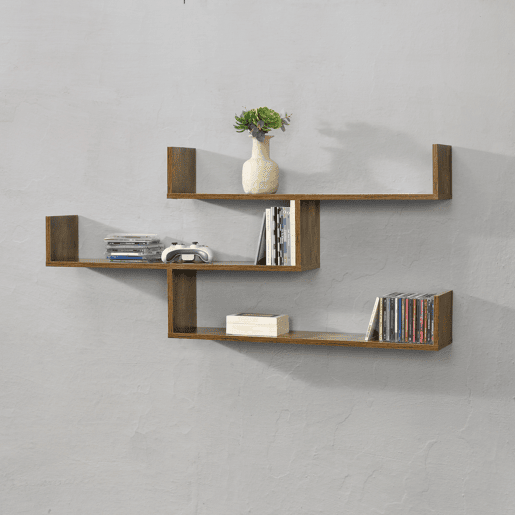 Estante de parede Grimstad 3 níveis até 14 kg - aglomerado 119 x 18 x 55 cm - efeito madeira escura en.casa
