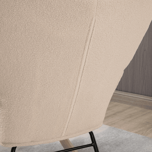 HOMCOM Poltrona Baloiço Poltrona de Sala de Estar Oscilação de 40° com Pés de Madeira de Faia e Estrutura de Aço para Dormitório Carga Máxima 120 kg 71x98x101 cm Bege