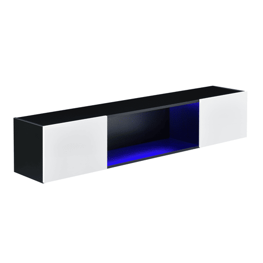 Estante de parede Thabongcom LED Azul 2 Portas e 1 Prateleira - Aglomerado 150 x 30 x 30 x 30 cm Preto  Branco en.casa