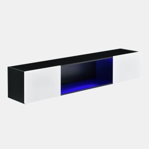 Estante de parede Thabongcom LED Azul 2 Portas e 1 Prateleira - Aglomerado 150 x 30 x 30 x 30 cm Preto Branco en.casa