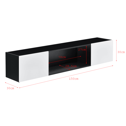 Estante de parede Thabongcom LED Azul 2 Portas e 1 Prateleira - Aglomerado 150 x 30 x 30 x 30 cm Preto  Branco en.casa
