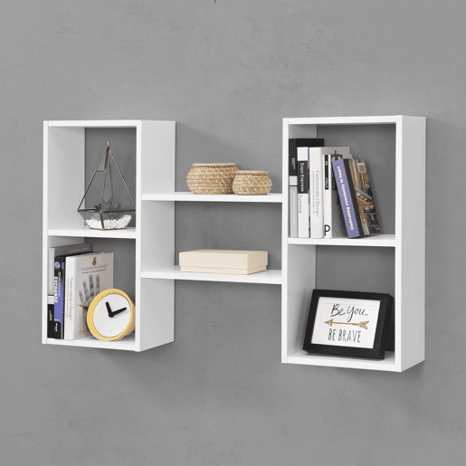 Estante de parede Lillesand com 5 compartimentos 101 x 18 x 60 cm - Branco mate en.casa
