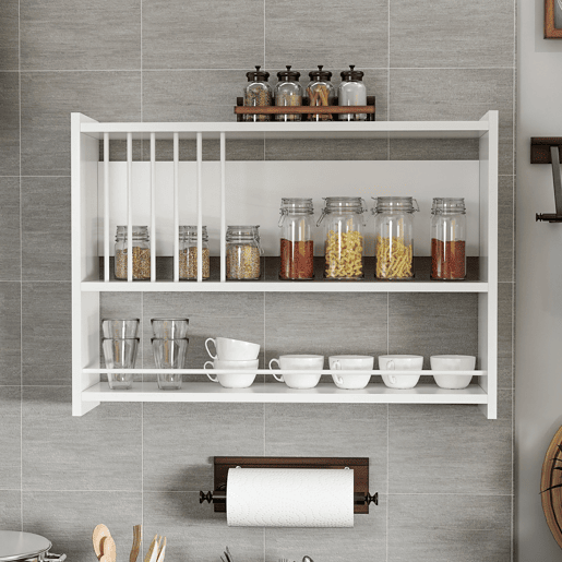 Estante de parede para cozinha Helsingør Aglomerado 60 x 84 x 20 cm Branco en.casa