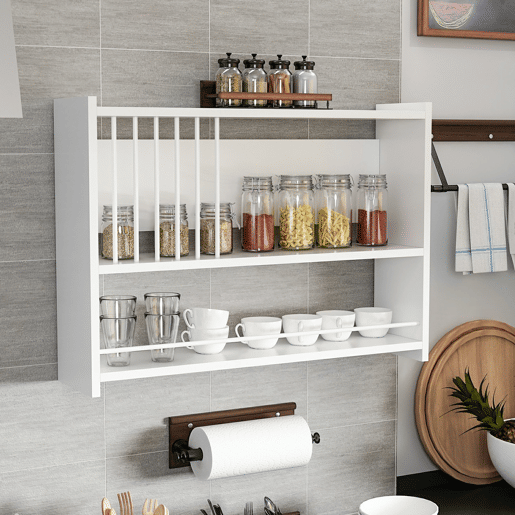 Estante de parede para cozinha Helsingør Aglomerado 60 x 84 x 20 cm Branco en.casa