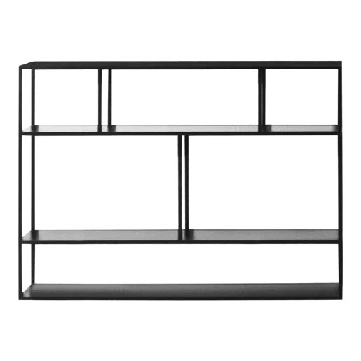 Estante de parede Jämijärvi com 6 compartimentos abertos em aço 90 x 120 x 18 cm - Preto mate en.casa