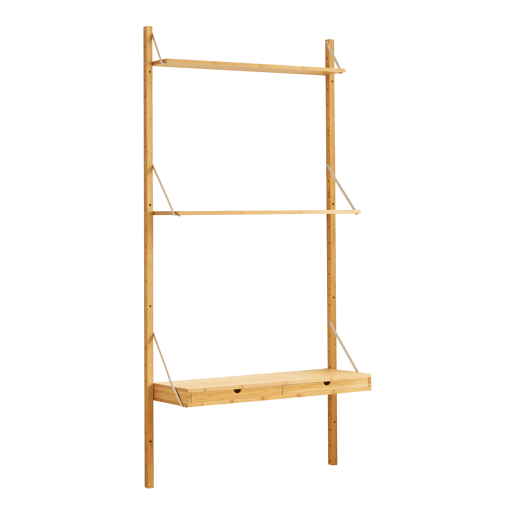 Estante de parede Tingvoll com 2 prateleiras + 2 gavetas - Bambu en.casa Estante de parede Tingvoll com 2 prateleiras + 2 gavetas - Bambu en.casa