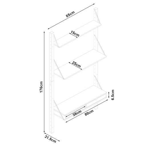 Estante de parede Tingvoll com 2 prateleiras + 2 gavetas - Bambu en.casa Estante de parede Tingvoll com 2 prateleiras + 2 gavetas - Bambu en.casa