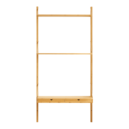 Estante de parede Tingvoll com 2 prateleiras + 2 gavetas - Bambu en.casa Estante de parede Tingvoll com 2 prateleiras + 2 gavetas - Bambu en.casa