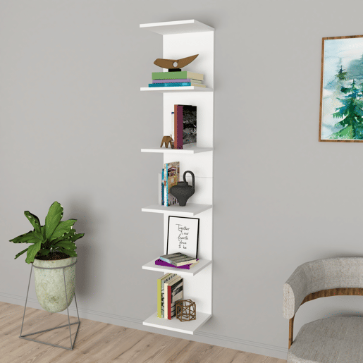 Estante de parede Surahammar 6 níveis em aglomerado de madeira 180 x 35 x 32 cm - branco en.casa