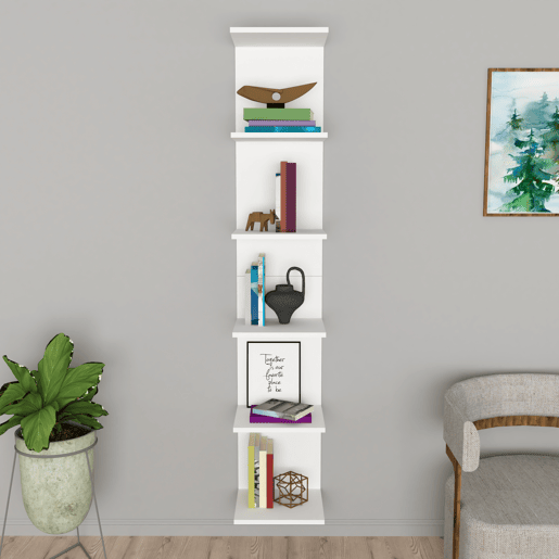 Estante de parede Surahammar 6 níveis em aglomerado de madeira 180 x 35 x 32 cm - branco en.casa