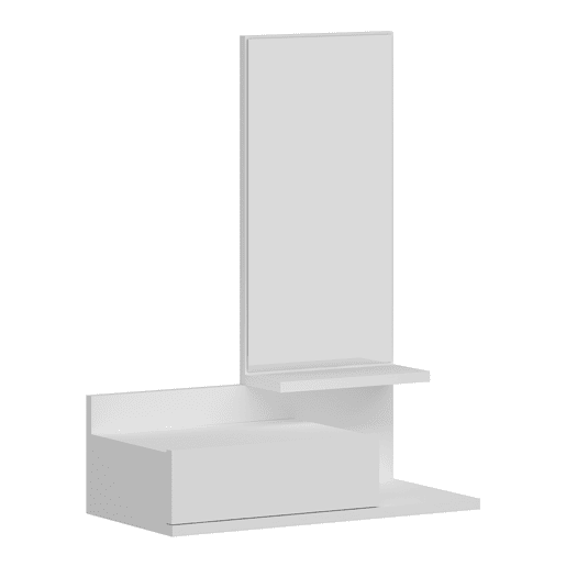 Hall de entrada Gundsø - Prateleira com espelho em aglomerado 80 x 60 x 30 cm branco en.casa