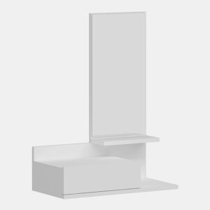 Hall de entrada Gundsø - Prateleira com espelho em aglomerado 80 x 60 x 30 cm branco en.casa