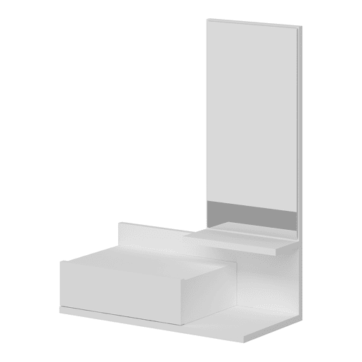 Hall de entrada Gundsø - Prateleira com espelho em aglomerado 80 x 60 x 30 cm branco en.casa