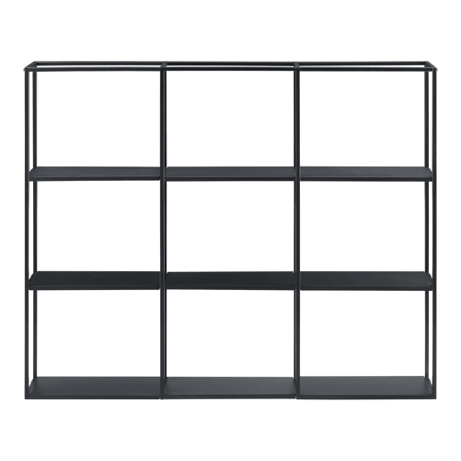 Estante de parede Jelsa com 9 compartimentos abertos Estante de ferro 130 x 18 x 110 cm em preto en.casa Estante de parede Jelsa com 9 compartimentos abertos Estante de ferro 130 x 18 x 110 cm em preto en.casa