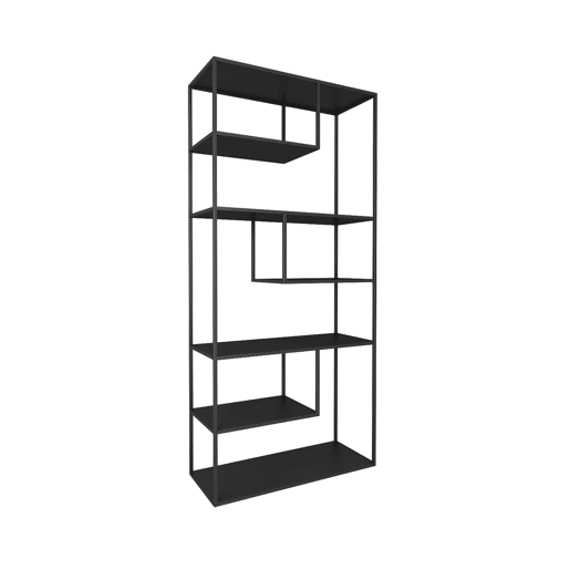 Estante de chão Vehmaa com 6 compartimentos abertos em aço de design industrial 188 x 85 x 35 cm - Preto en.casa