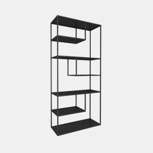 Estante de chão Vehmaa com 6 compartimentos abertos em aço de design industrial 188 x 85 x 35 cm - Preto en.casa