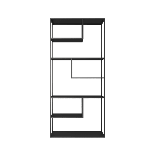 Estante de chão Vehmaa com 6 compartimentos abertos em aço de design industrial 188 x 85 x 35 cm - Preto en.casa