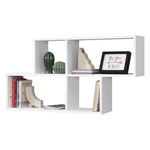 Estante de parede Bryne com 4 compartimentos - aglomerado de madeira 100 x 19,5 x 53 cm Lacado branco mate en.casa