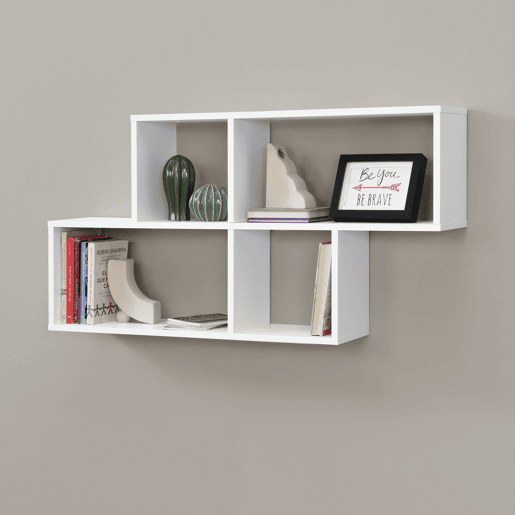 Estante de parede Bryne com 4 compartimentos - aglomerado de madeira 100 x 19,5 x 53 cm Lacado branco mate en.casa