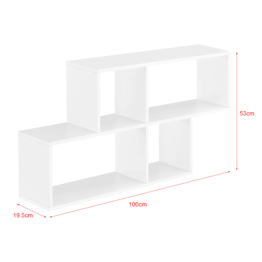 Estante de parede Bryne com 4 compartimentos - aglomerado de madeira 100 x 19,5 x 53 cm Lacado branco mate en.casa